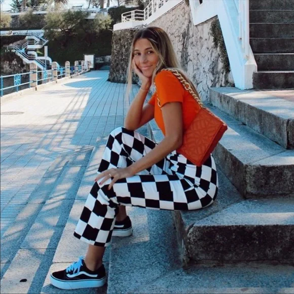 Zara Checkerboard Print Pants NWT - Picture 6 of 17